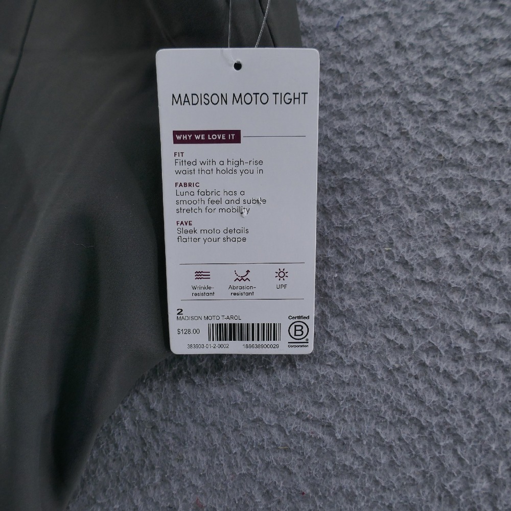 Athleta Womens Madison Moto‎ Tight Leggings 2 Gray Nylon Mid Rise Side Zip NEW - Picture 7 of 16